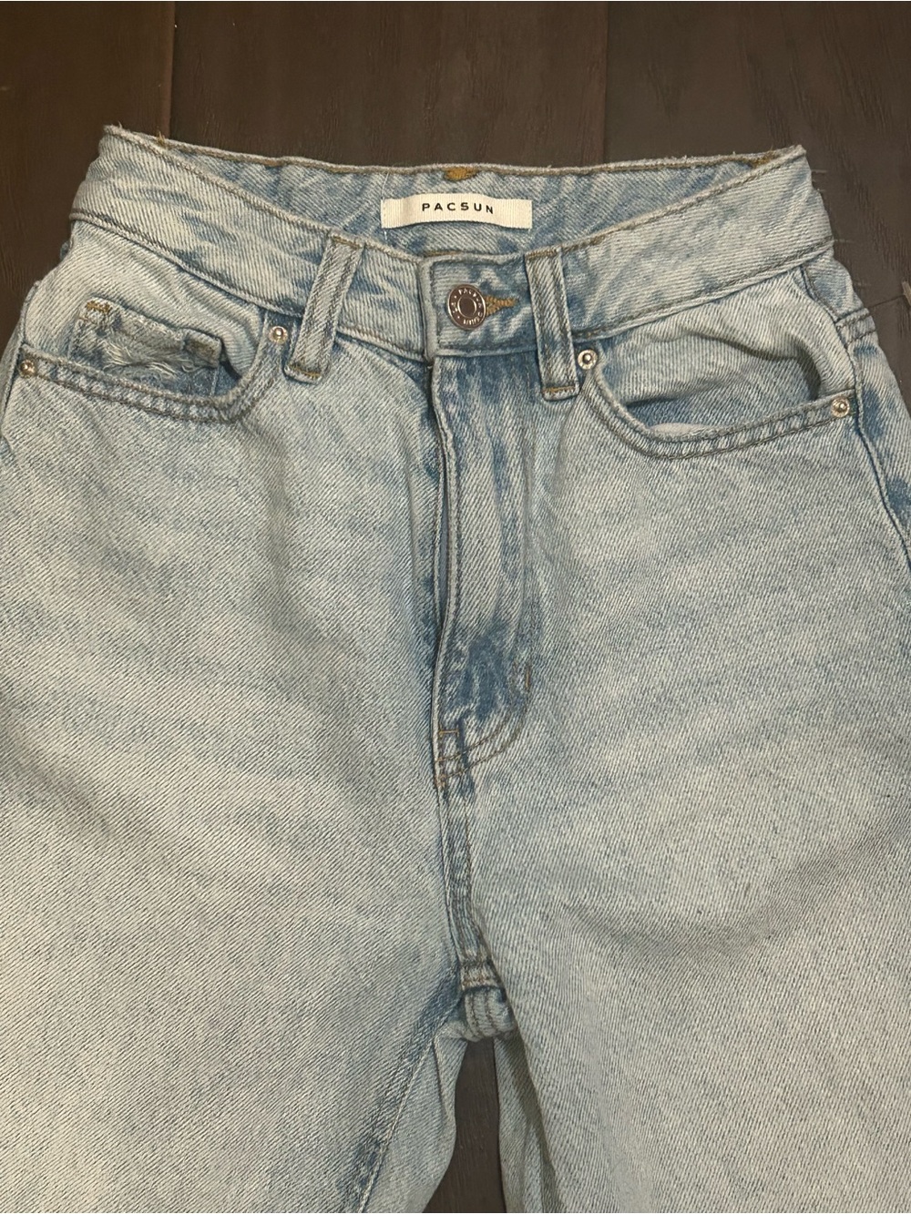PacSun High Waisted Distressed Straight Leg Jeans Light Wash Blue size 22